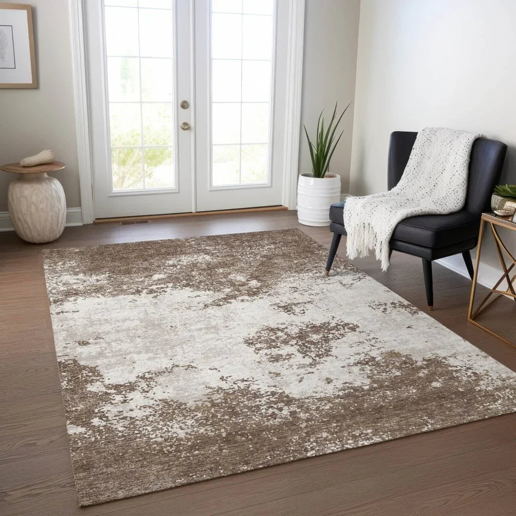 Aera Brown Washable Indoor-Outdoor Rug-Outdoor Rugs-LOOMLAN Rugs-LOOMLAN