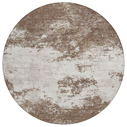 Aera Brown Washable Indoor-Outdoor Rug-Outdoor Rugs-LOOMLAN Rugs-8' x 8'-LOOMLAN