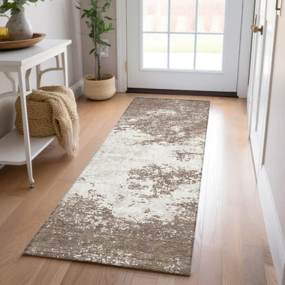 Aera Brown Washable Indoor-Outdoor Rug-Outdoor Rugs-LOOMLAN Rugs-LOOMLAN
