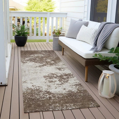 Aera Brown Washable Indoor-Outdoor Rug-Outdoor Rugs-LOOMLAN Rugs-LOOMLAN