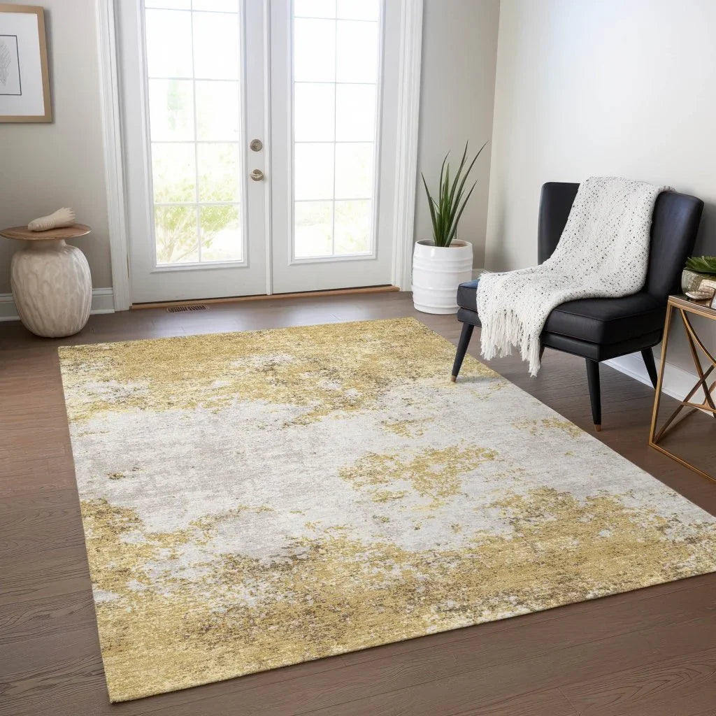 Aera Gold Washable Indoor-Outdoor Rug-Outdoor Rugs-LOOMLAN Rugs-LOOMLAN