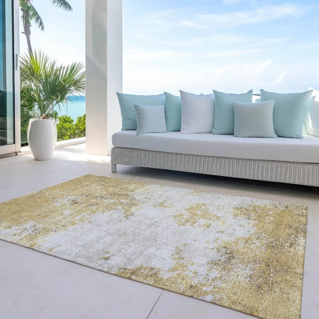 Aera Gold Washable Indoor-Outdoor Rug-Outdoor Rugs-LOOMLAN Rugs-LOOMLAN