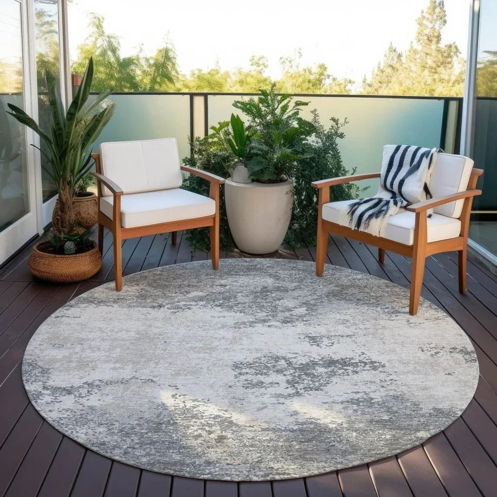 Aera Gray Washable Indoor-Outdoor Rug-Outdoor Rugs-LOOMLAN Rugs-LOOMLAN