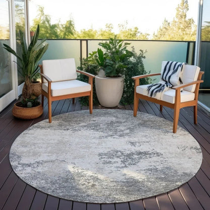 Aera Gray Washable Indoor-Outdoor Rug-Outdoor Rugs-LOOMLAN Rugs-LOOMLAN