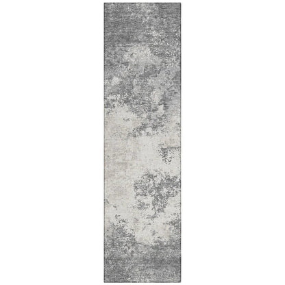 Aera Gray Washable Indoor-Outdoor Rug-Outdoor Rugs-LOOMLAN Rugs-2'3" x 7'6"-LOOMLAN