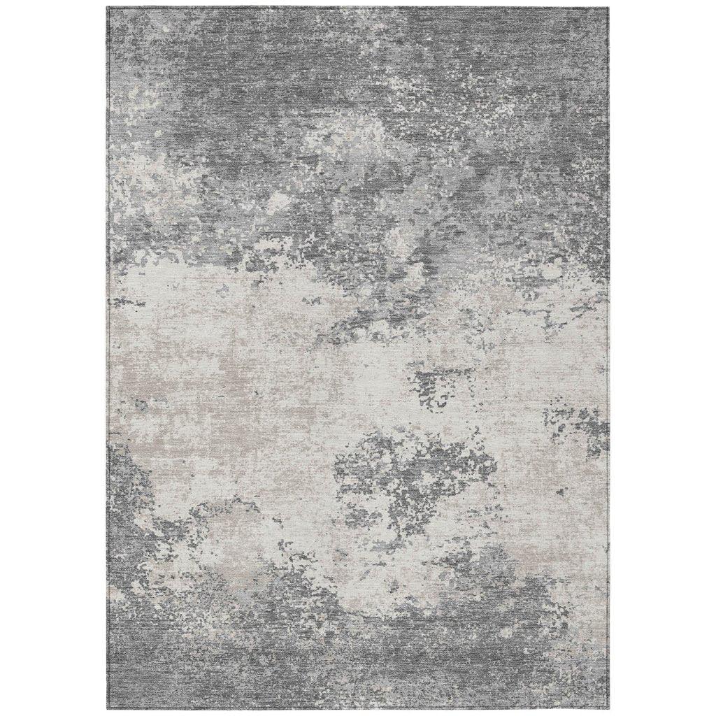 Aera Gray Washable Indoor-Outdoor Rug-Outdoor Rugs-LOOMLAN Rugs-2'6" x 3'10"-LOOMLAN