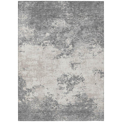 Aera Gray Washable Indoor-Outdoor Rug-Outdoor Rugs-LOOMLAN Rugs-2'6" x 3'10"-LOOMLAN