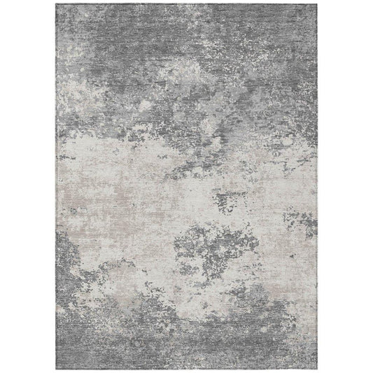 Aera Gray Washable Indoor-Outdoor Rug-Outdoor Rugs-LOOMLAN Rugs-2'6" x 3'10"-LOOMLAN
