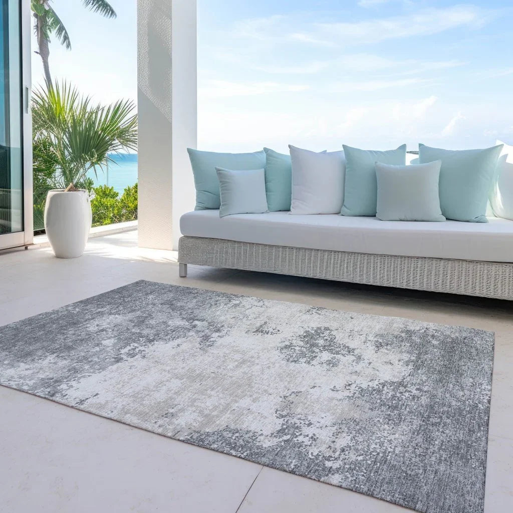 Aera Gray Washable Indoor-Outdoor Rug-Outdoor Rugs-LOOMLAN Rugs-LOOMLAN