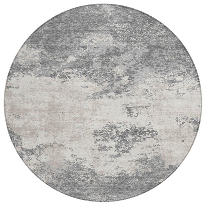 Aera Gray Washable Indoor-Outdoor Rug-Outdoor Rugs-LOOMLAN Rugs-8' x 8'-LOOMLAN