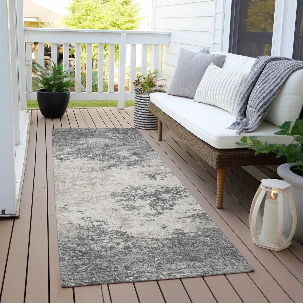 Aera Gray Washable Indoor-Outdoor Rug-Outdoor Rugs-LOOMLAN Rugs-LOOMLAN