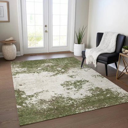 Aera Olive Washable Indoor-Outdoor Rug-Outdoor Rugs-LOOMLAN Rugs-LOOMLAN