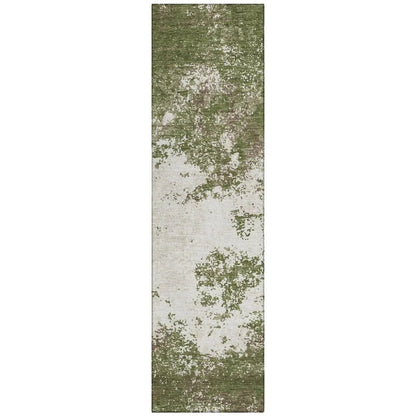 Aera Olive Washable Indoor-Outdoor Rug-Outdoor Rugs-LOOMLAN Rugs-2'3" x 7'6"-LOOMLAN