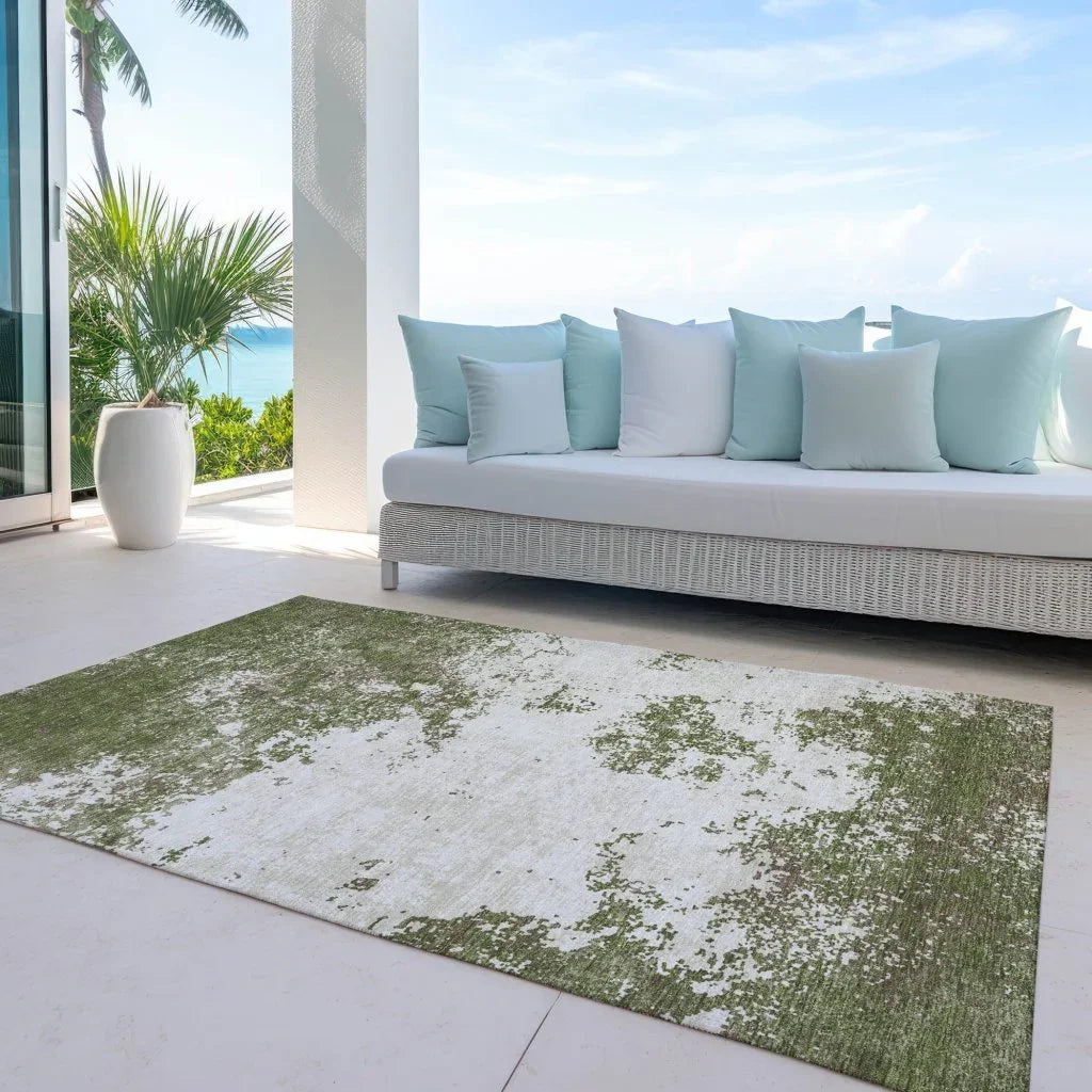 Aera Olive Washable Indoor-Outdoor Rug-Outdoor Rugs-LOOMLAN Rugs-LOOMLAN