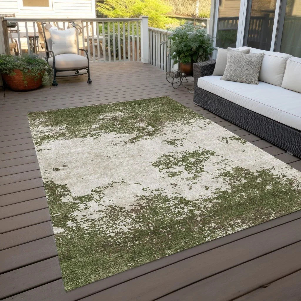 Aera Olive Washable Indoor-Outdoor Rug-Outdoor Rugs-LOOMLAN Rugs-LOOMLAN
