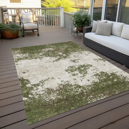 Aera Olive Washable Indoor-Outdoor Rug-Outdoor Rugs-LOOMLAN Rugs-LOOMLAN