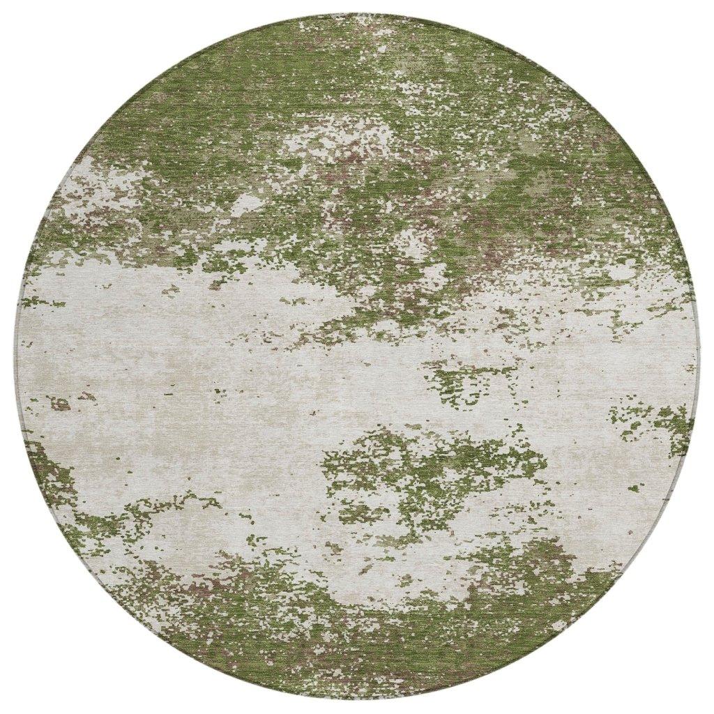 Aera Olive Washable Indoor-Outdoor Rug-Outdoor Rugs-LOOMLAN Rugs-8' x 8'-LOOMLAN