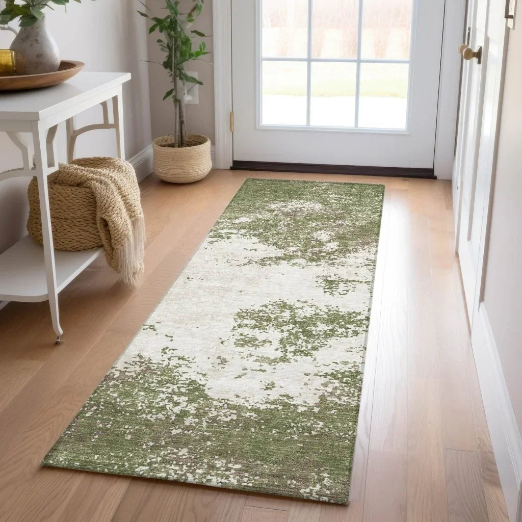 Aera Olive Washable Indoor-Outdoor Rug-Outdoor Rugs-LOOMLAN Rugs-LOOMLAN