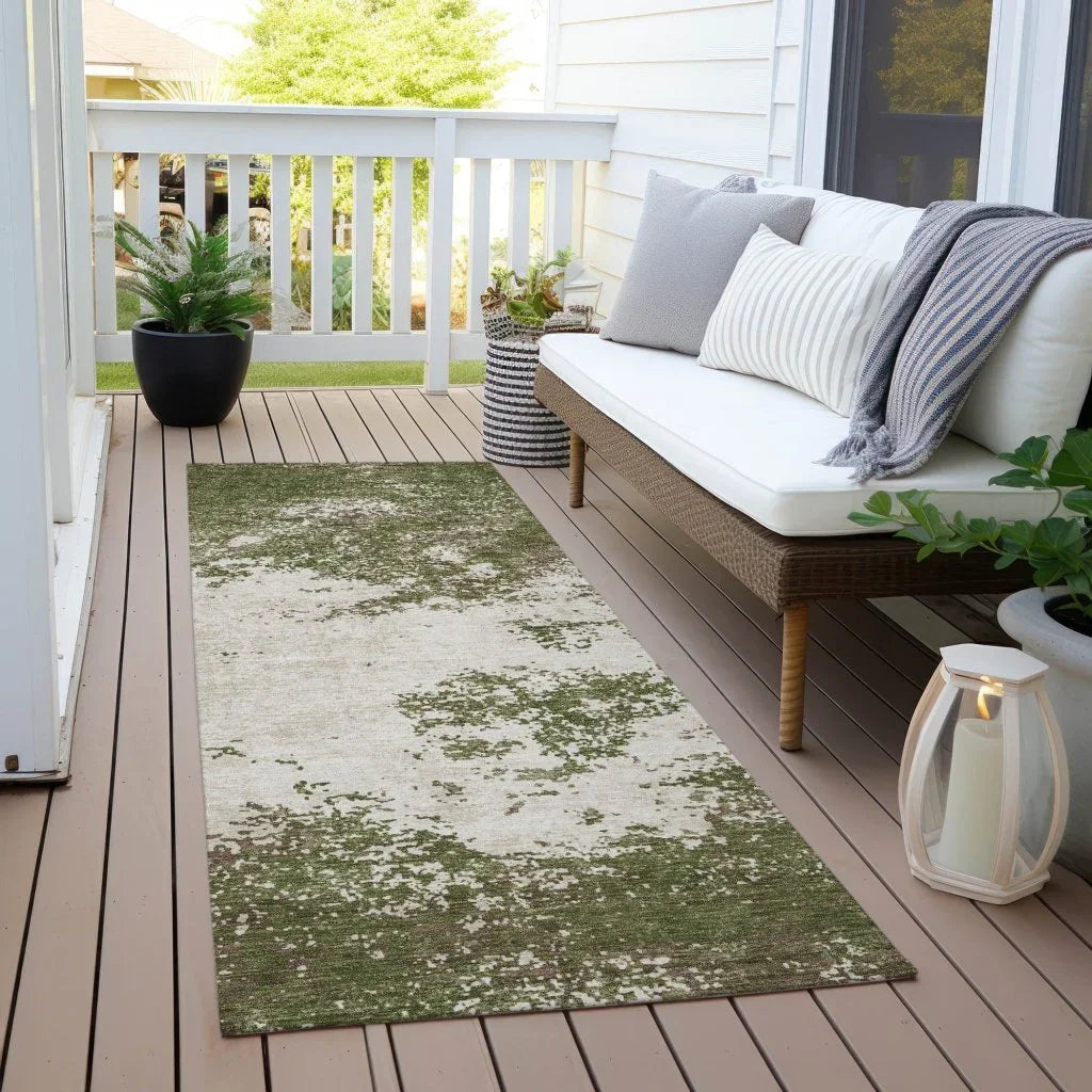 Aera Olive Washable Indoor-Outdoor Rug-Outdoor Rugs-LOOMLAN Rugs-LOOMLAN