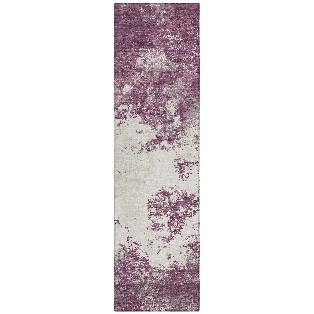 Aera Purple Washable Indoor-Outdoor Rug-Outdoor Rugs-LOOMLAN Rugs-2'3" x 7'6"-LOOMLAN
