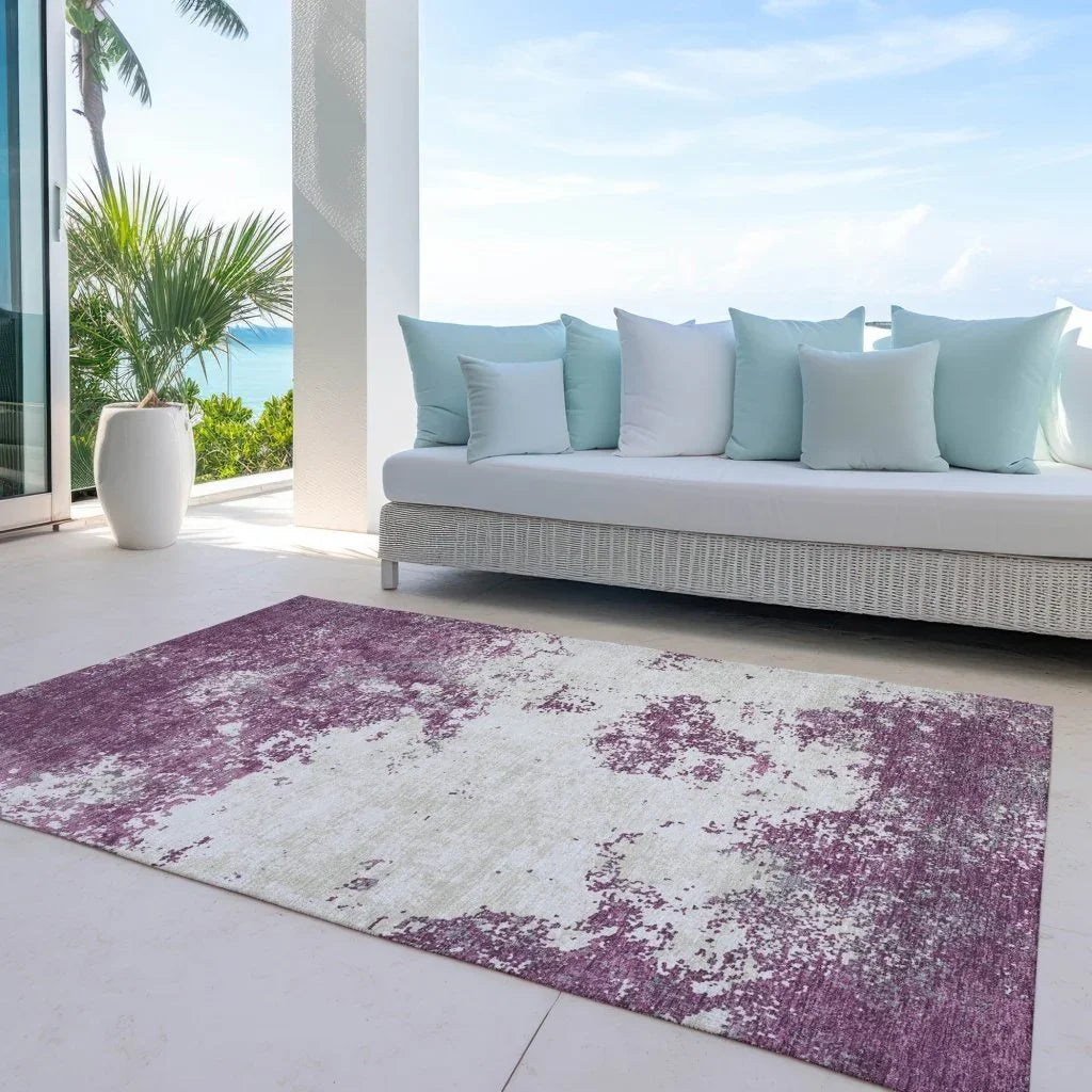 Aera Purple Washable Indoor-Outdoor Rug-Outdoor Rugs-LOOMLAN Rugs-LOOMLAN