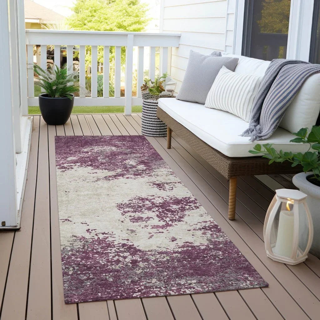Aera Purple Washable Indoor-Outdoor Rug-Outdoor Rugs-LOOMLAN Rugs-LOOMLAN