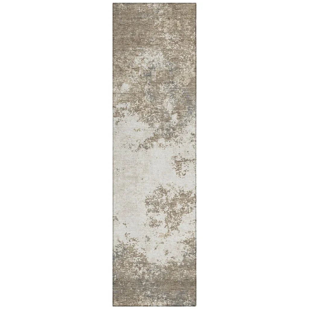 Aera Taupe Washable Indoor-Outdoor Rug-Outdoor Rugs-LOOMLAN Rugs-2'3" x 7'6"-LOOMLAN