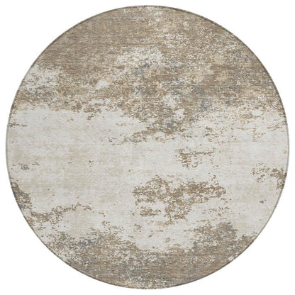 Aera Taupe Washable Indoor-Outdoor Rug-Outdoor Rugs-LOOMLAN Rugs-8' x 8'-LOOMLAN