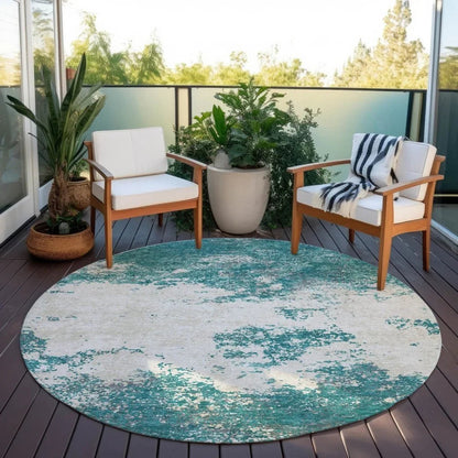 Aera Teal Washable Indoor-Outdoor Rug-Outdoor Rugs-LOOMLAN Rugs-LOOMLAN