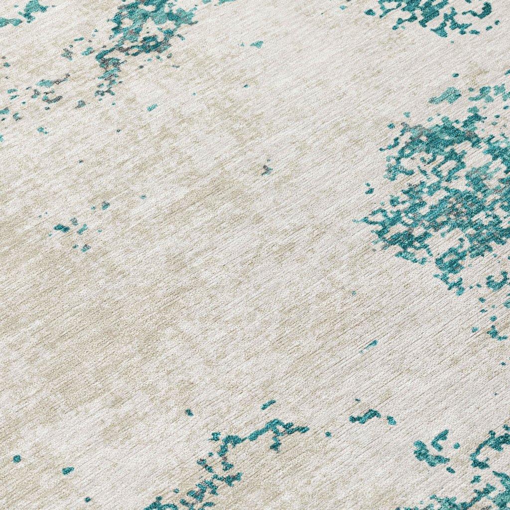 Aera Teal Washable Indoor-Outdoor Rug-Outdoor Rugs-LOOMLAN Rugs-LOOMLAN