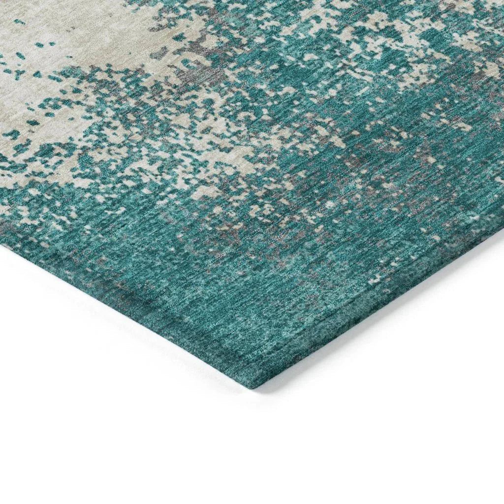 Aera Teal Washable Indoor-Outdoor Rug-Outdoor Rugs-LOOMLAN Rugs-LOOMLAN