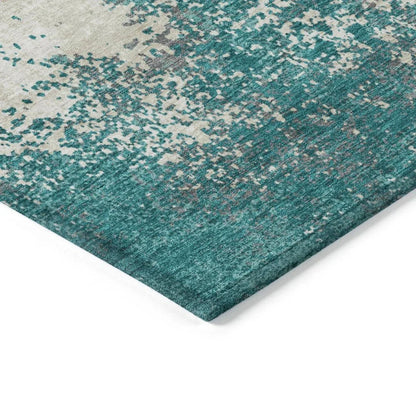 Aera Teal Washable Indoor-Outdoor Rug-Outdoor Rugs-LOOMLAN Rugs-LOOMLAN