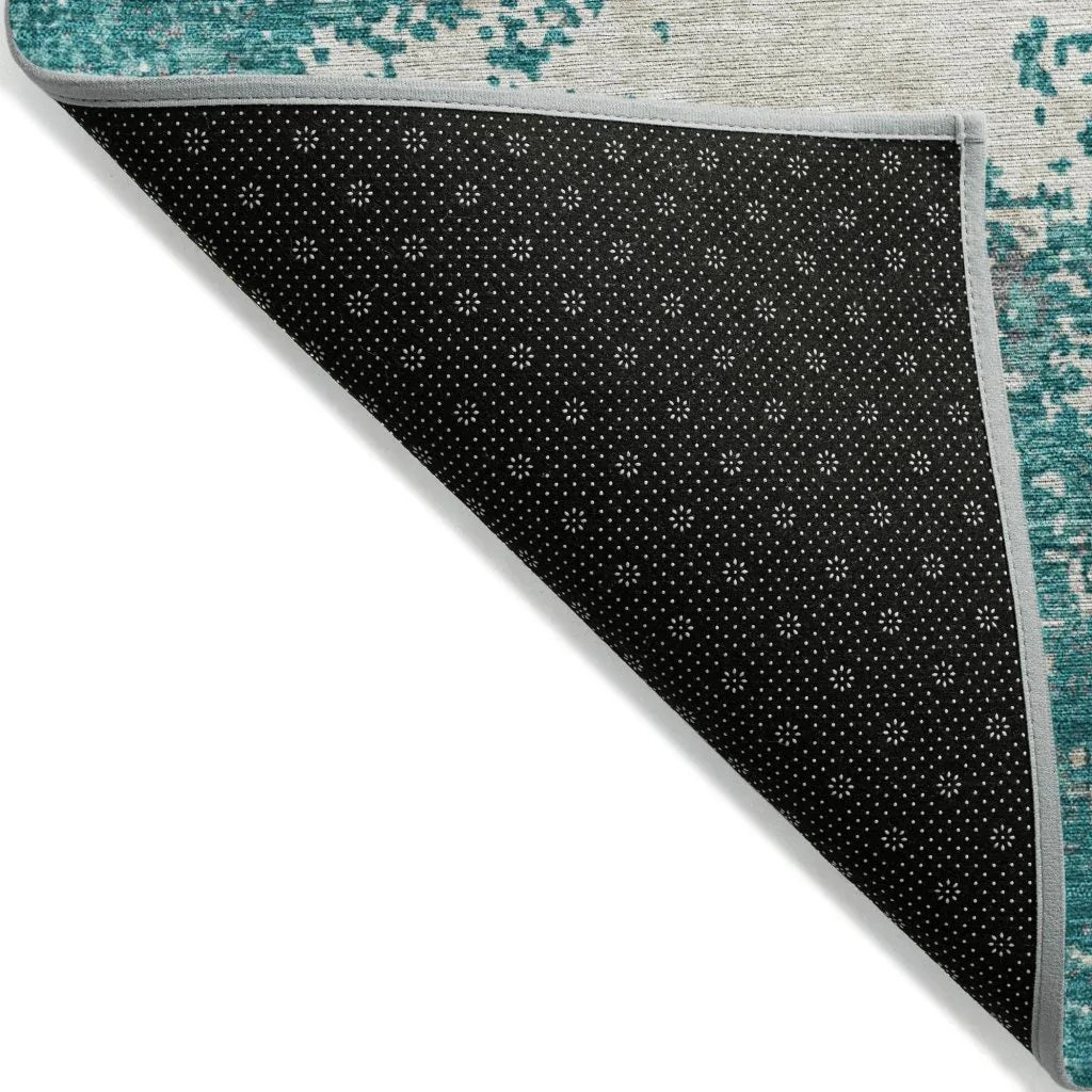 Aera Teal Washable Indoor-Outdoor Rug-Outdoor Rugs-LOOMLAN Rugs-LOOMLAN