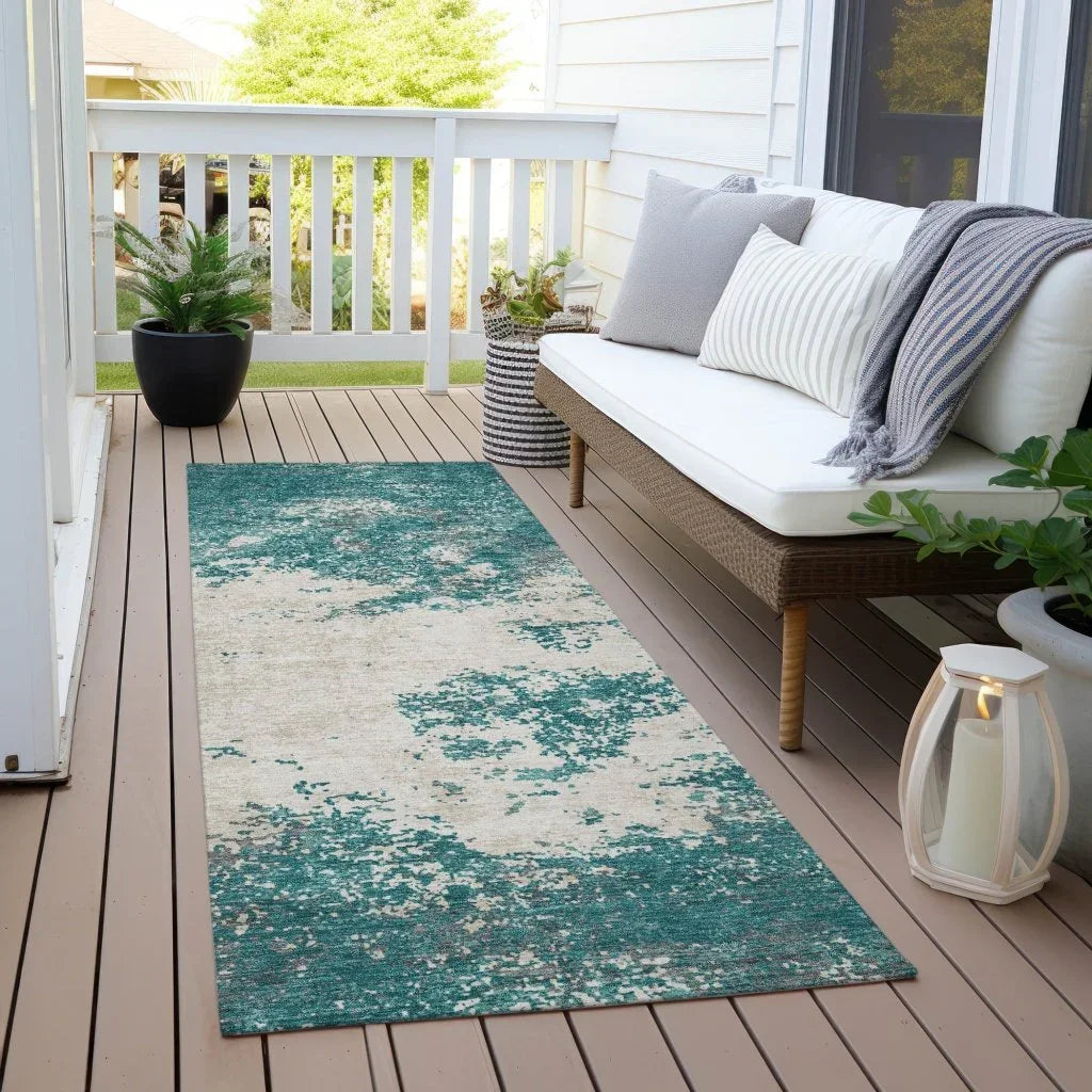 Aera Teal Washable Indoor-Outdoor Rug-Outdoor Rugs-LOOMLAN Rugs-LOOMLAN