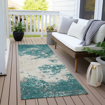 Aera Teal Washable Indoor-Outdoor Rug-Outdoor Rugs-LOOMLAN Rugs-LOOMLAN