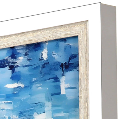 Aerial Beach Wood Blue Framed Wall Art