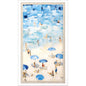 Aerial Beach Wood Blue Framed Wall Art