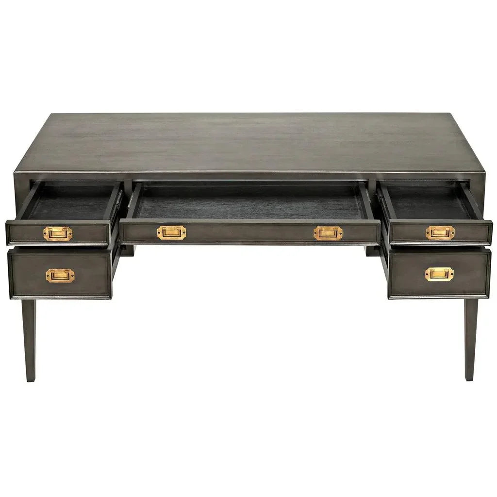 Africa With Drawers Wooden Desk-Home Office Desks-Noir-LOOMLAN