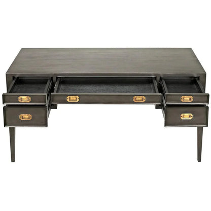 Africa With Drawers Wooden Desk-Home Office Desks-Noir-LOOMLAN