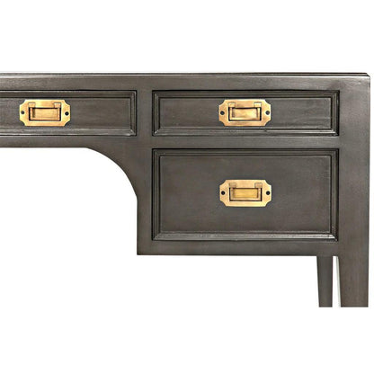 Africa With Drawers Wooden Desk-Home Office Desks-Noir-LOOMLAN