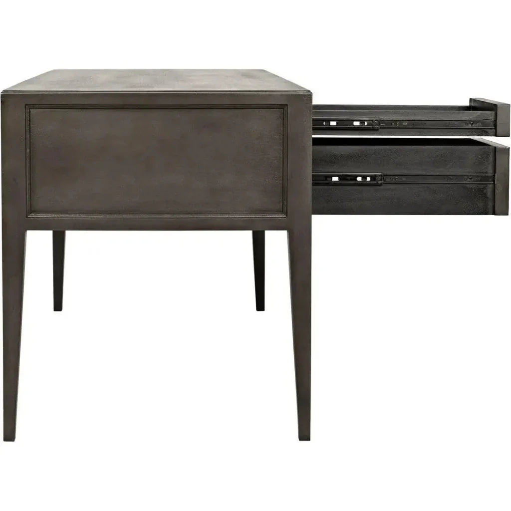 Africa With Drawers Wooden Desk-Home Office Desks-Noir-LOOMLAN
