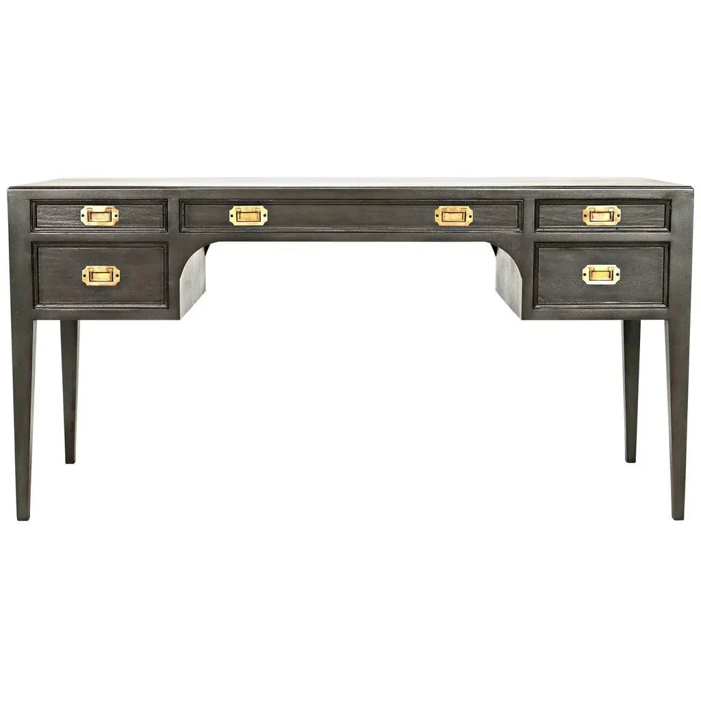 Africa With Drawers Wooden Desk-Home Office Desks-Noir-Black-LOOMLAN