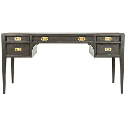 Africa With Drawers Wooden Desk-Home Office Desks-Noir-Black-LOOMLAN