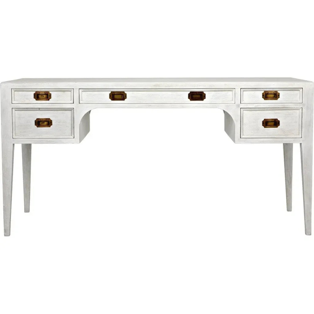 Africa With Drawers Wooden Desk-Home Office Desks-Noir-White-LOOMLAN