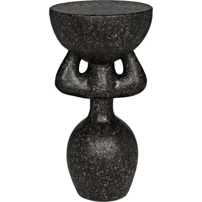 African Side Table Black Cement Accent Table - LOOMLAN - Noir - Side Tables