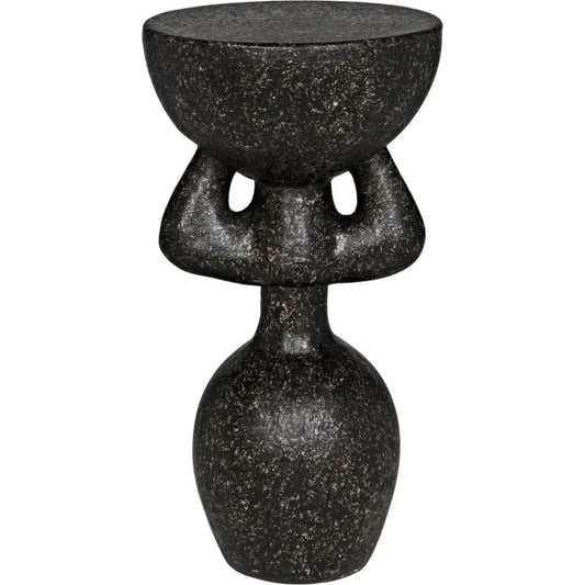 African Side Table Black Cement Accent Table - LOOMLAN - Noir - Side Tables