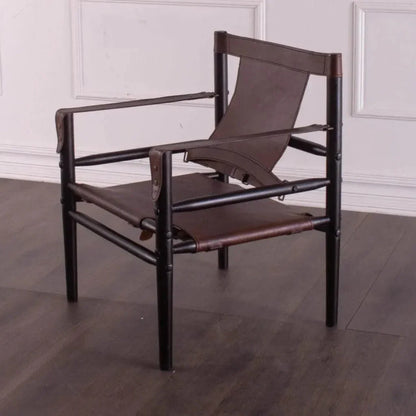 African Tobacco Leather Accent Chair Karly - LOOMLAN - Peninsula Home - Accent Chairs