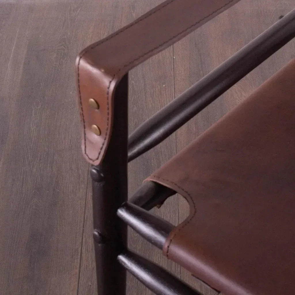 African Tobacco Leather Accent Chair Karly - LOOMLAN - Peninsula Home - Accent Chairs