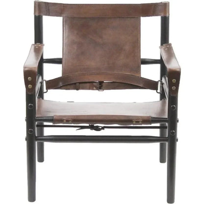 African Tobacco Leather Accent Chair Karly - LOOMLAN - Peninsula Home - Accent Chairs