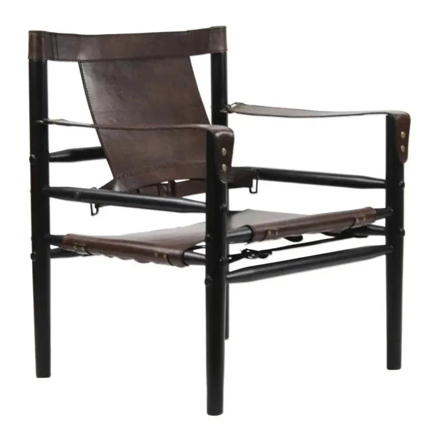 African Tobacco Leather Accent Chair Karly - LOOMLAN - Peninsula Home - Accent Chairs